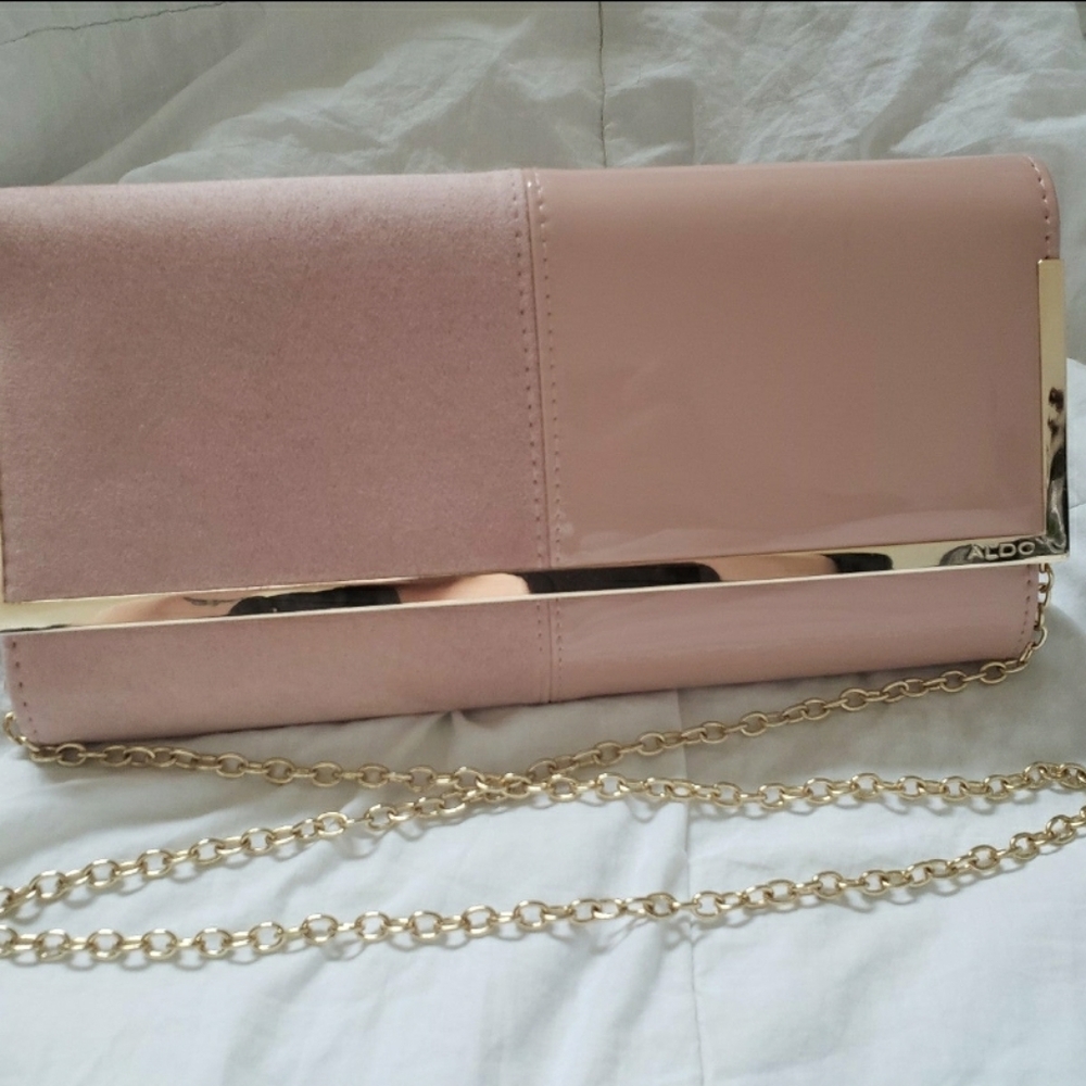Aldo Nude/Pink faux leather clutch